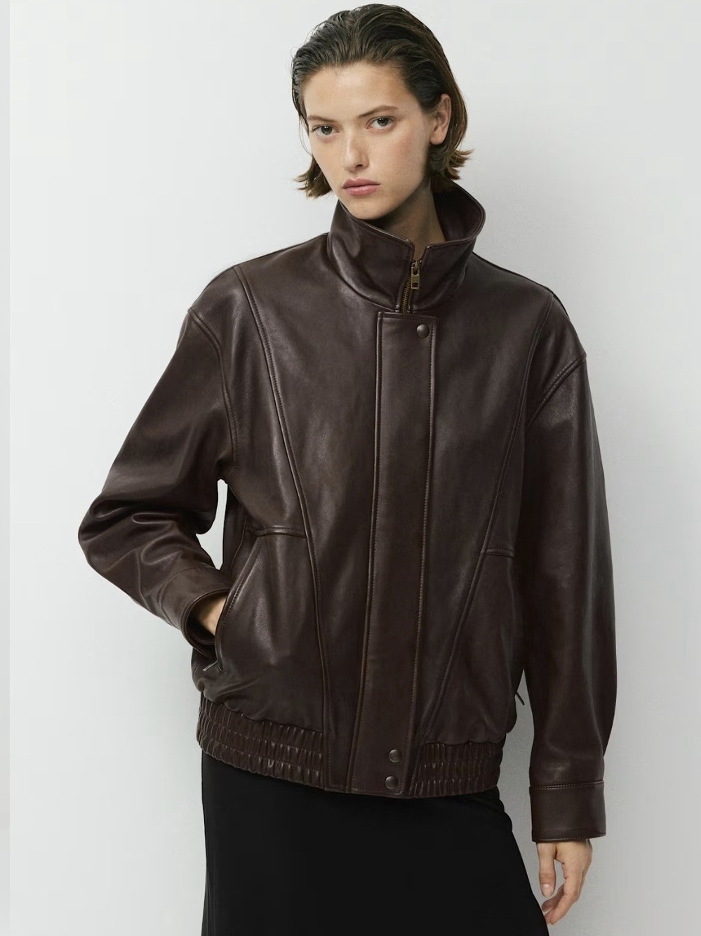 Aritzia Rae Bomber Jacket Leather Xxs $598